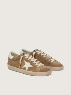 Męskie buty Super-Star z zamszu w kolorze tytoniowym z białą skórzaną gwiazdą