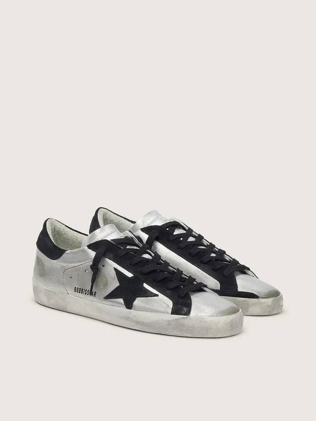 Męskie buty Super-Star ze srebrnej skóry