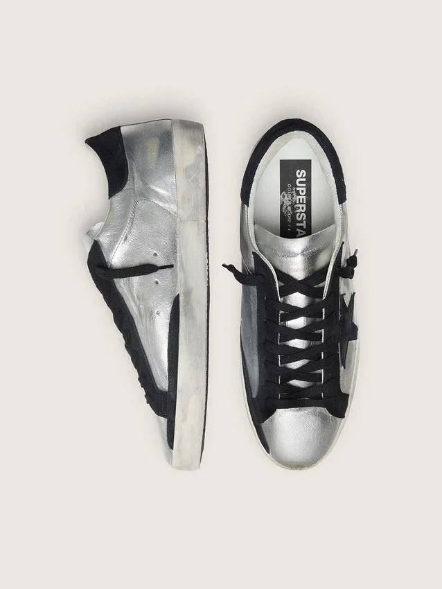 Męskie buty Super-Star ze srebrnej skóry