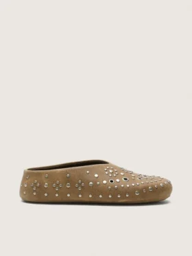 Męskie buty Tierra z zamszu w kolorze khaki ze srebrnymi ćwiekami