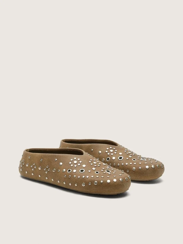 Męskie buty Tierra z zamszu w kolorze khaki ze srebrnymi ćwiekami