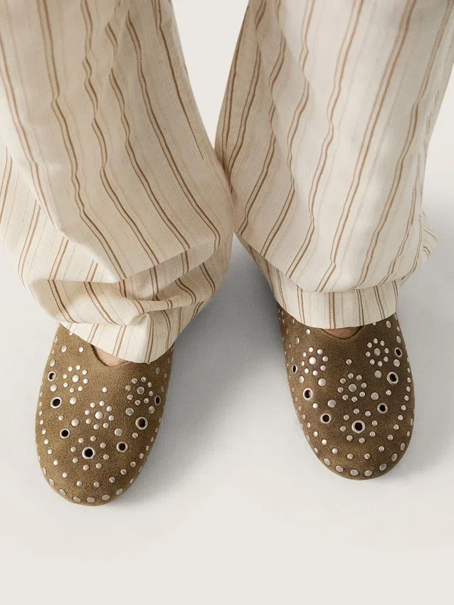 Męskie buty Tierra z zamszu w kolorze khaki ze srebrnymi ćwiekami
