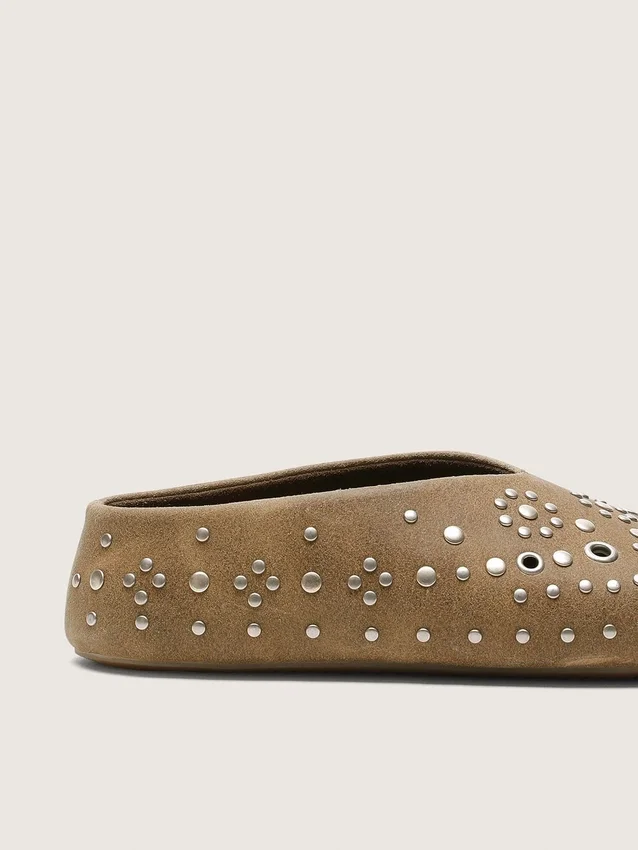 Męskie buty Tierra z zamszu w kolorze khaki ze srebrnymi ćwiekami