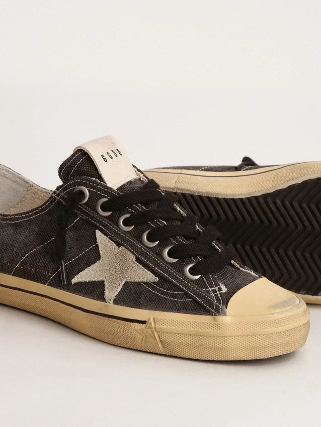 Męskie buty V-Star z czarnego płótna z lodowoszarym gwiazdkiem i zapiętkiem