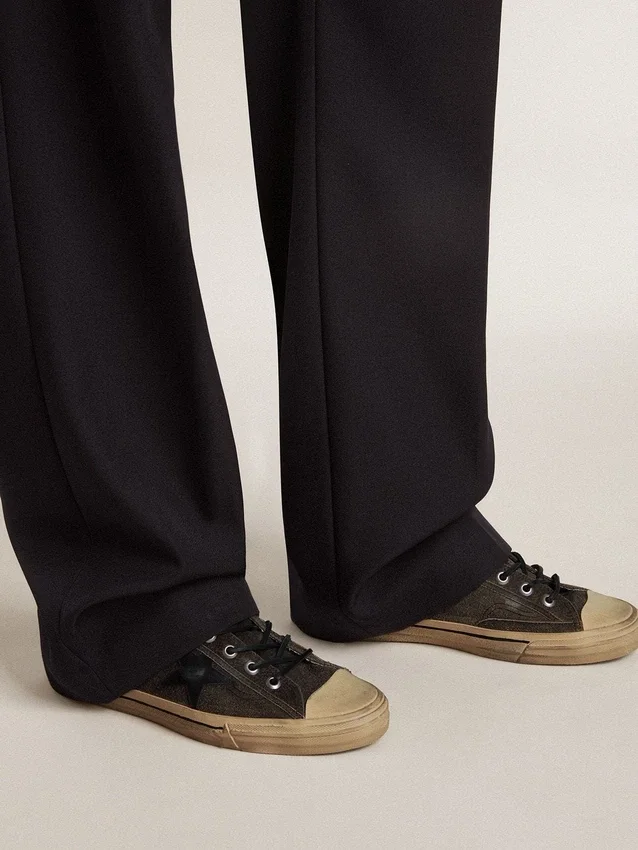 Męskie buty V-Star z czarnego zamszu z czarną skórzaną gwiazdą