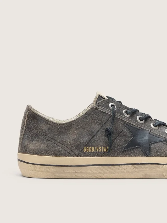 Męskie buty V-Star z czarnego zamszu z czarną skórzaną gwiazdą