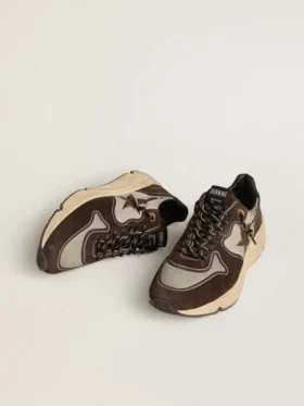 Męskie buty z Running Sole, wykonane z nylonu i zamszu, z nadrukowaną gwiazdą i skórzaną wstawką na pięcie