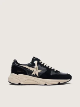 Męskie buty z Running Sole z czarnej skóry nappa i zamszu z białą gwiazdą