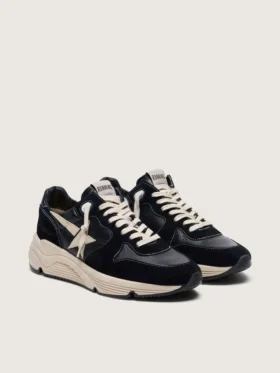 Męskie buty z Running Sole z czarnej skóry nappa i zamszu z białą gwiazdą