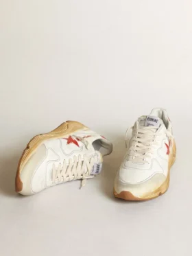 Męskie buty z Running Sole, z gwiazdą ze skóry i zapiętkiem z czerwonym nadrukiem