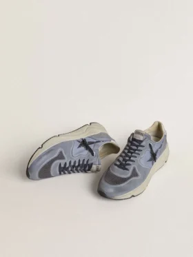 Męskie buty z Running Sole z jasnoniebieskiego nylonu i nubuku z czarną gwiazdą
