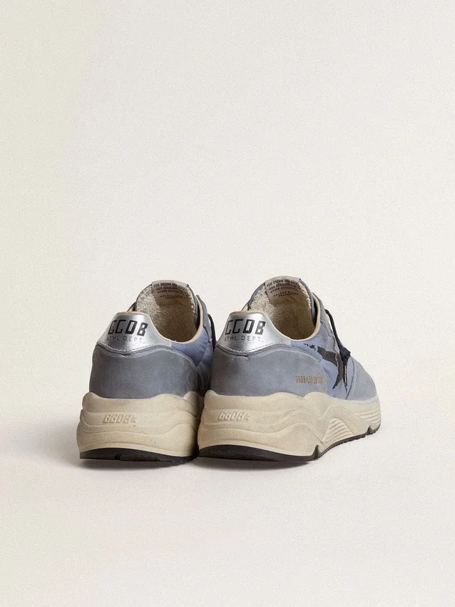 Męskie buty z Running Sole z jasnoniebieskiego nylonu i nubuku z czarną gwiazdą