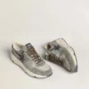 Męskie buty z Running Sole z jasnoniebieskiego nylonu z czarną gwiazdą i zieloną skórzaną wstawką na pięcie