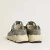 Męskie buty z Running Sole z jasnoniebieskiego nylonu z czarną gwiazdą i zieloną skórzaną wstawką na pięcie