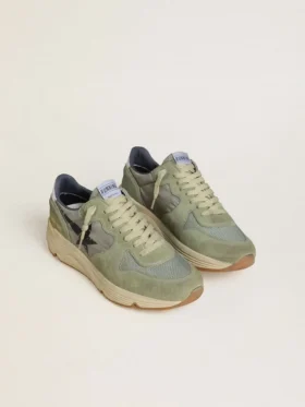 Męskie buty z Running Sole z nylonu i zamszu w kolorze szałwiowej zieleni z nadrukowaną czarną gwiazdą