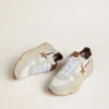 Męskie buty z Running Sole z nylonu i zamszu z brązową skórzaną gwiazdką i bordową skórzaną wstawką na pięcie