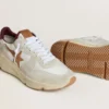 Męskie buty z Running Sole z nylonu i zamszu z brązową skórzaną gwiazdką i bordową skórzaną wstawką na pięcie