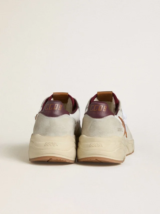 Męskie buty z Running Sole z nylonu i zamszu z brązową skórzaną gwiazdką i bordową skórzaną wstawką na pięcie