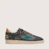 Męskie sneakersy Ball Star LTD z czarnej skóry z zieloną haftowaną gwiazdą