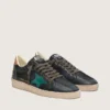 Męskie sneakersy Ball Star LTD z czarnej skóry z zieloną haftowaną gwiazdą