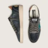 Męskie sneakersy Ball Star LTD z czarnej skóry z zieloną haftowaną gwiazdą