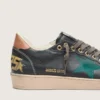 Męskie sneakersy Ball Star LTD z czarnej skóry z zieloną haftowaną gwiazdą