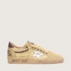 Męskie sneakersy Ball Star z żółtego zamszu ze srebrną gwiazdą i żółtymi wstawkami z siateczki