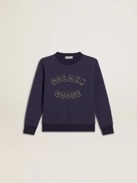 Niebiesko-fioletowa bluza z napisem „golden goose” z przodu