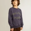 Niebiesko-fioletowa bluza z napisem „golden goose” z przodu