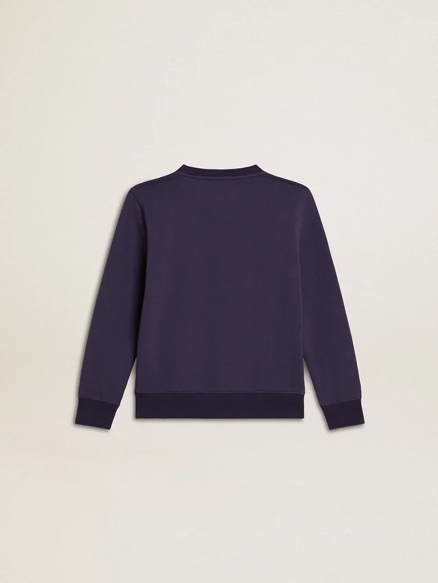 Niebiesko-fioletowa bluza z napisem „golden goose” z przodu
