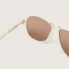 Okulary przeciwsłoneczne typu aviator „Charlie” z perłowo-białą oprawką i złotymi soczewkami