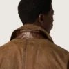 Płaszcz typu trench unisex z brązowego, woskowanego twillu z skórzanymi detalami