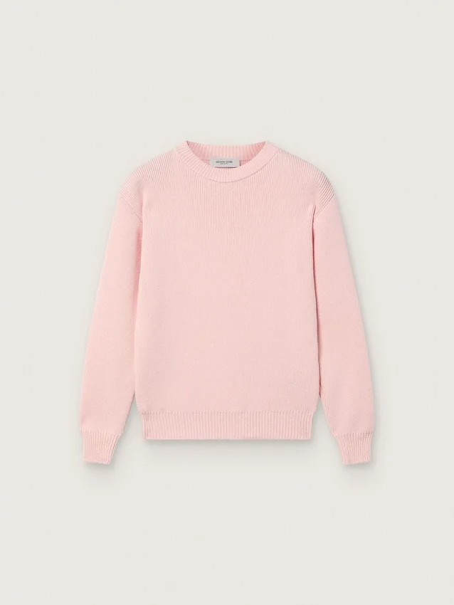 Różowy, prążkowany sweter Golden dla dzieci w stylu unisex z logo Golden na plecach