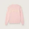 Różowy, prążkowany sweter Golden dla dzieci w stylu unisex z logo Golden na plecach