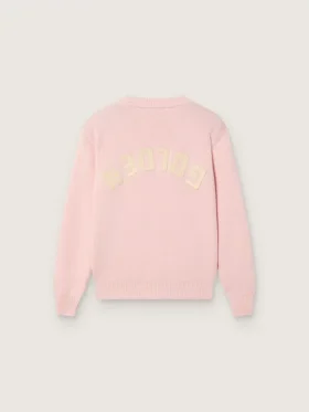 Różowy, prążkowany sweter Golden dla dzieci w stylu unisex z logo Golden na plecach