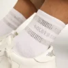 Skarpety unisex z białej bawełny z ozdobnymi kryształkami