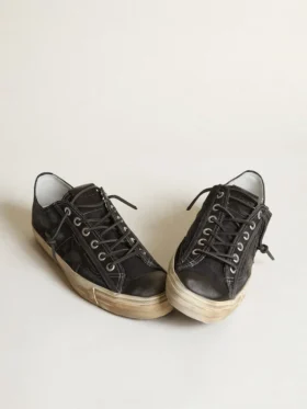 Sneakersy V-Star z dżinsu w kolorze granatowym z czarną skórzaną gwiazdą i czubkiem
