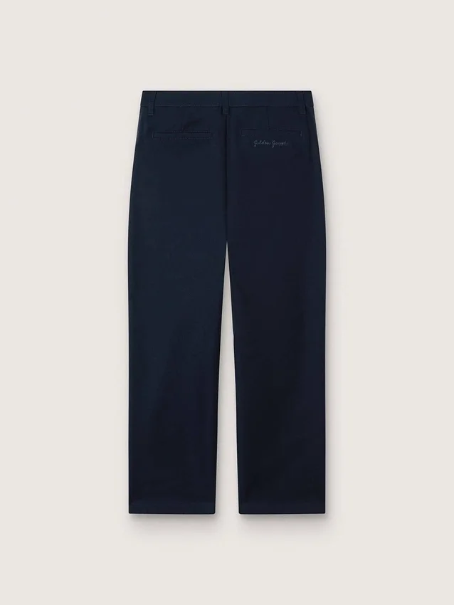 Spodnie chino Journey unisex z niebieskiego płótna bawełnianego z haftowanym logo