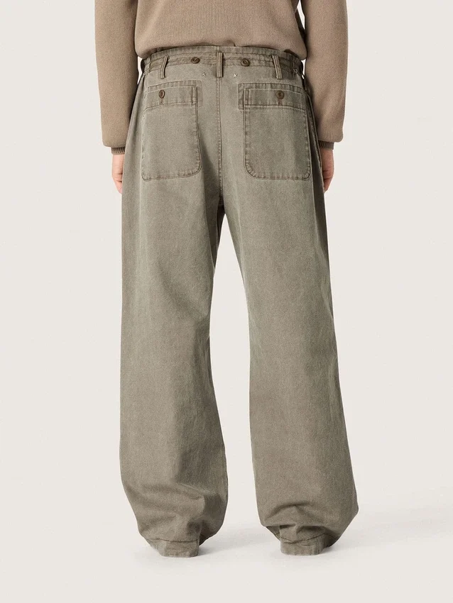 Spodnie unisex z szarego dżinsu ze sznurkiem i gwiazdą