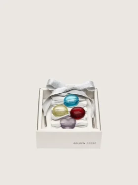 Srebrne sznurowadła Skóry z czterema kolorowymi zawieszkami