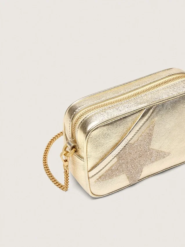 Star Bag „Mini” z platynowej skóry z gwiazdą Swarovskiego