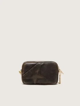 Star Bag „Mini” z postarzanej ciemnobrązowej skóry z gwiazdą w tym samym odcieniu