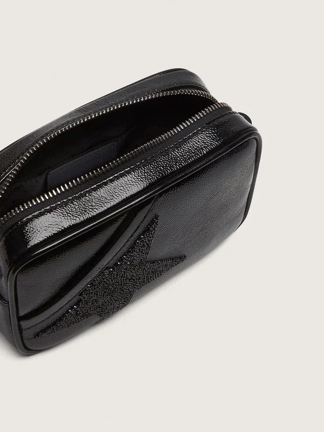 Star Bag z czarnej skóry z gwiazdą z kryształów Swarovskiego