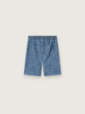 Szorty unisex Journey z jasnoniebieskiej bawełny typu chambray z haftowanym logo