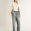 Top bez rękawów z haftem i wykończeniem w stylu „worn-white”