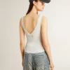 Top bez rękawów z haftem i wykończeniem w stylu „worn-white”