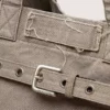 Torba z płótna w kolorze antracytowym z haftem i detalami w kolorze postarzanego srebra