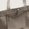 Torba z płótna w kolorze antracytowym z haftem i detalami w kolorze postarzanego srebra
