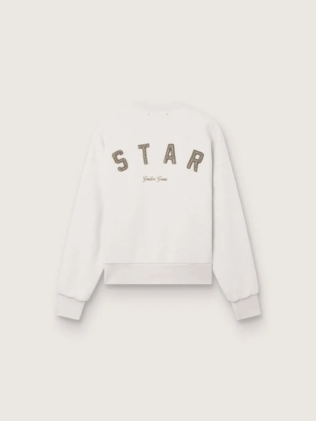 Unisexowa bluza Star z szarej bawełny z haftem i kryształkami
