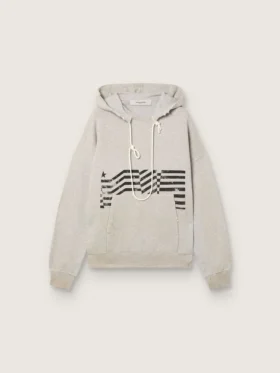 Unisexowa bluza z kapturem z szarej bawełny z nadrukiem flagi w stylu vintage